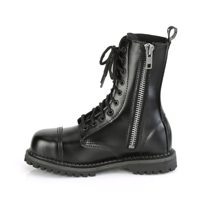 10 Eyelet Unisex Steel Toe Ankle Boot, Rubber Sole (Demonia RIOT10/BLE)