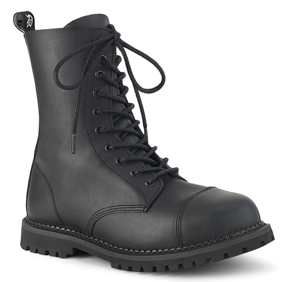 10 Eyelet Unisex Steel Toe Ankle Boot, Rubber Sole (Demonia RIOT10/BLE)