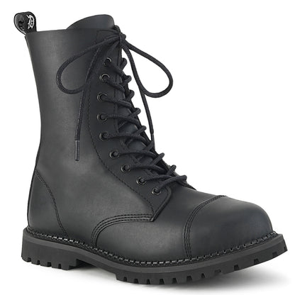 10 Eyelet Unisex Steel Toe Ankle Boot, Rubber Sole (Demonia RIOT10/BLE)