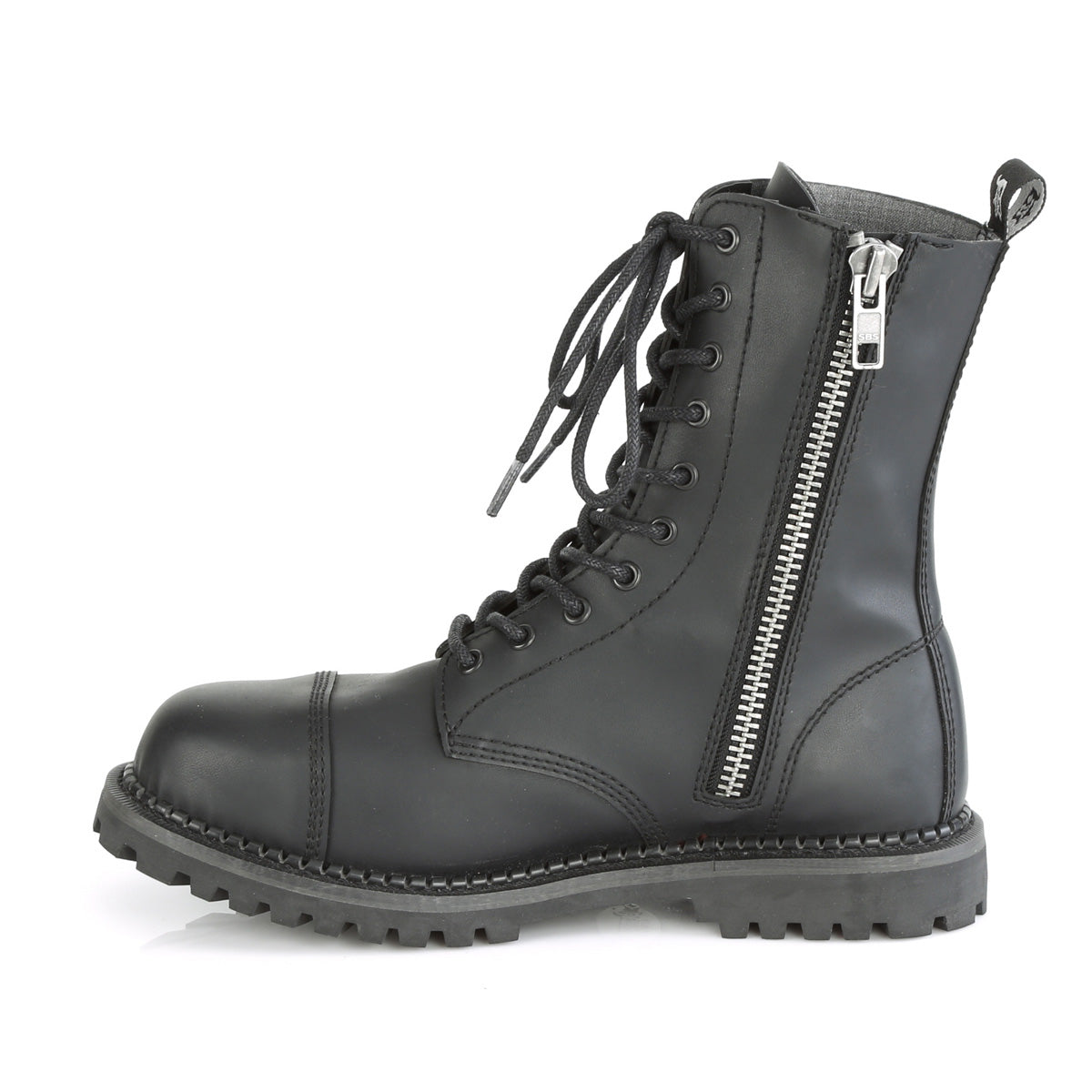 10 Eyelet Unisex Steel Toe Ankle Boot, Rubber Sole (Demonia RIOT10/BLE)