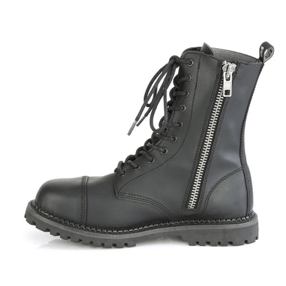 10 Eyelet Unisex Steel Toe Ankle Boot, Rubber Sole (Demonia RIOT10/BLE)