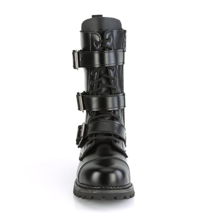 12 Eyelet Unisex Steel Toe Ankle Boot, Rubber Sole (Demonia RIOT12BK/BLE)