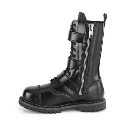 12 Eyelet Unisex Steel Toe Ankle Boot, Rubber Sole (Demonia RIOT12BK/BLE)