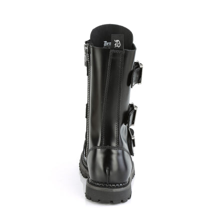 12 Eyelet Unisex Steel Toe Ankle Boot, Rubber Sole (Demonia RIOT12BK/BLE)