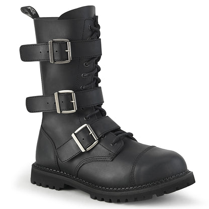 12 Eyelet Unisex Steel Toe Ankle Boot, Rubber Sole (Demonia RIOT12BK/BLE)