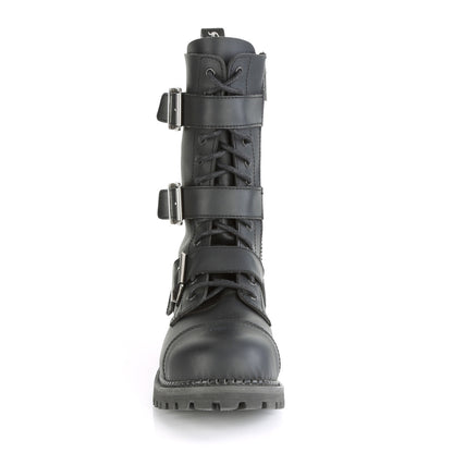 12 Eyelet Unisex Steel Toe Ankle Boot, Rubber Sole (Demonia RIOT12BK/BLE)