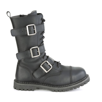 12 Eyelet Unisex Steel Toe Ankle Boot, Rubber Sole (Demonia RIOT12BK/BLE)