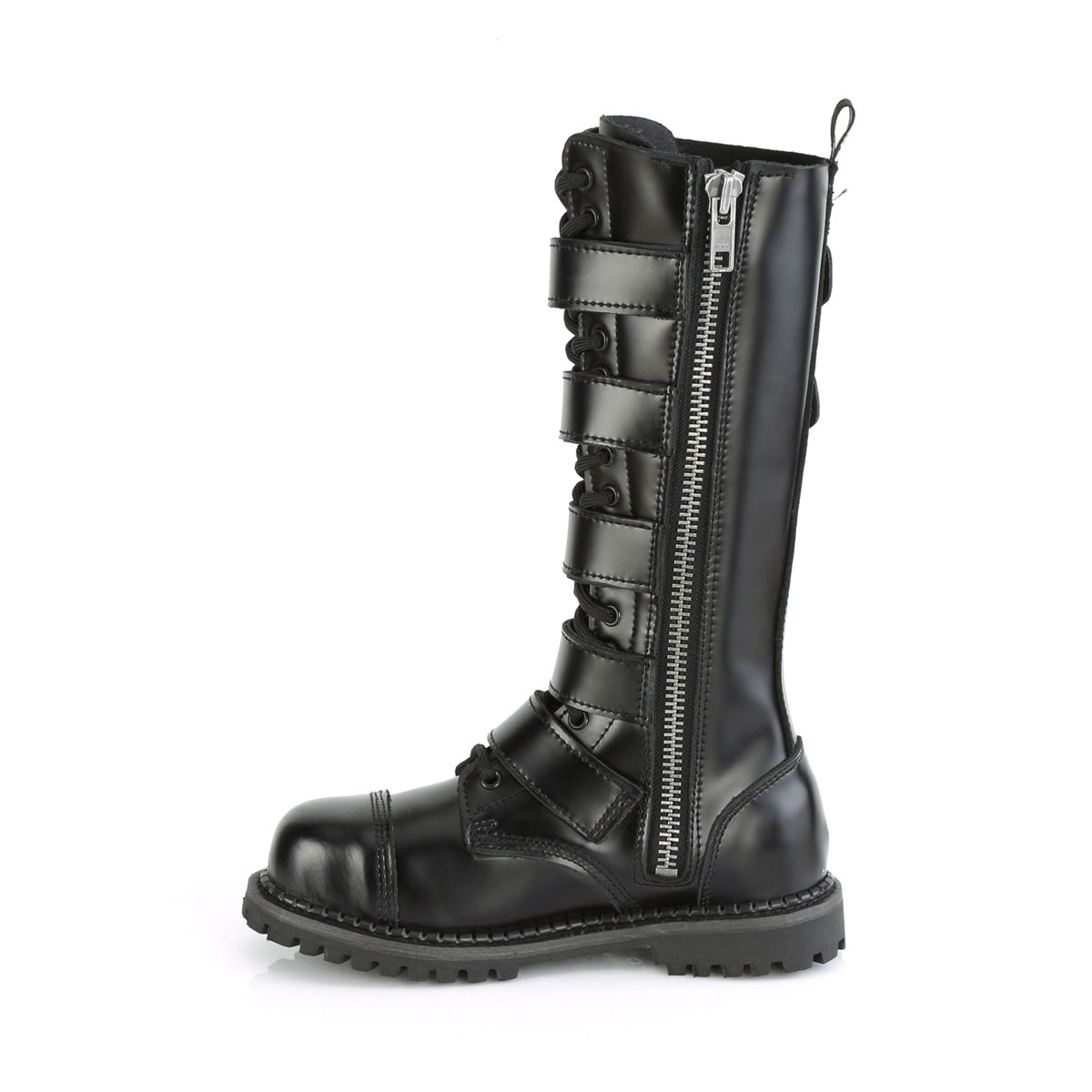 18 Eyelet Unisex Steel Toe Knee Boot, Rubber Sole (Demonia RIOT18BK/BLE)