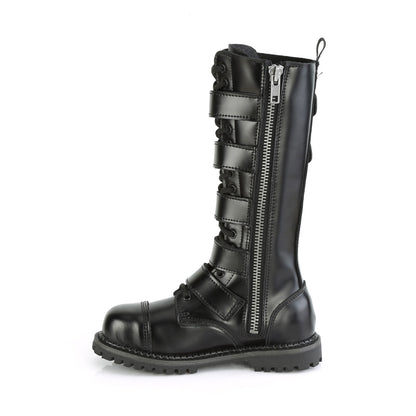 18 Eyelet Unisex Steel Toe Knee Boot, Rubber Sole (Demonia RIOT18BK/BLE)