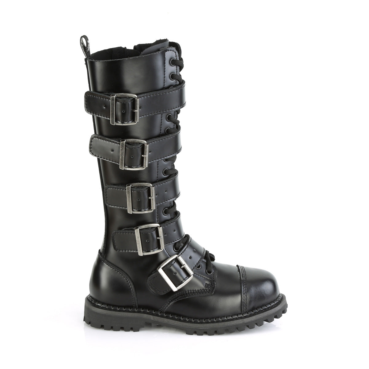 18 Eyelet Unisex Steel Toe Knee Boot, Rubber Sole (Demonia RIOT18BK/BLE)