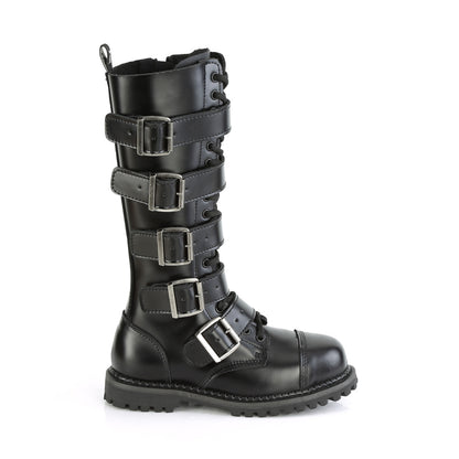 18 Eyelet Unisex Steel Toe Knee Boot, Rubber Sole (Demonia RIOT18BK/BLE)