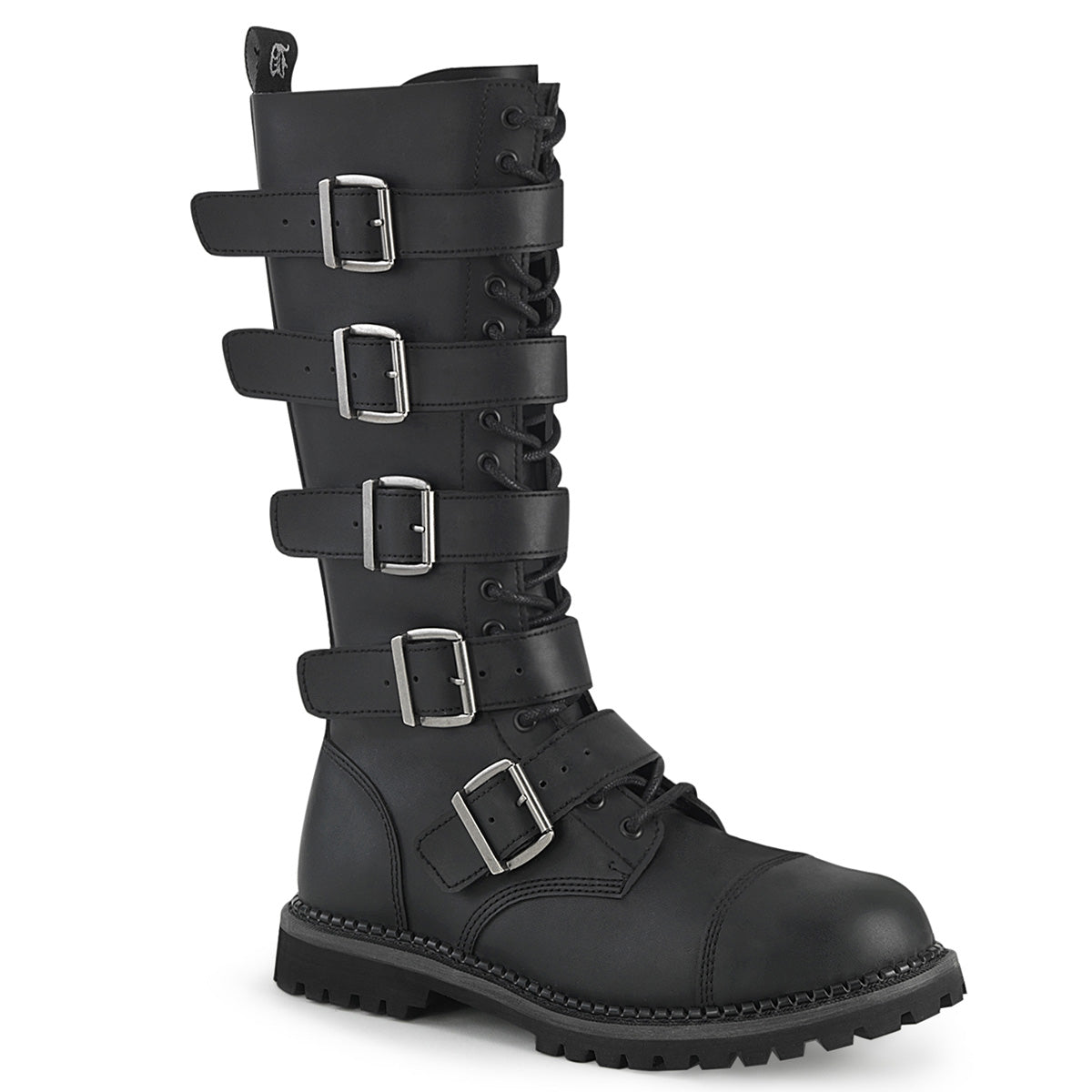 18 Eyelet Unisex Steel Toe Knee Boot, Rubber Sole (Demonia RIOT18BK/BLE)