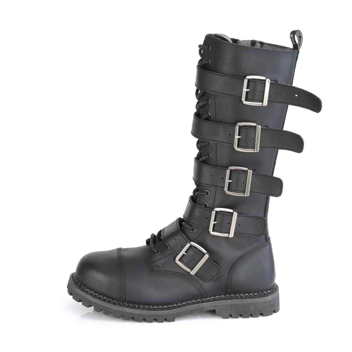 18 Eyelet Unisex Steel Toe Knee Boot, Rubber Sole (Demonia RIOT18BK/BLE)