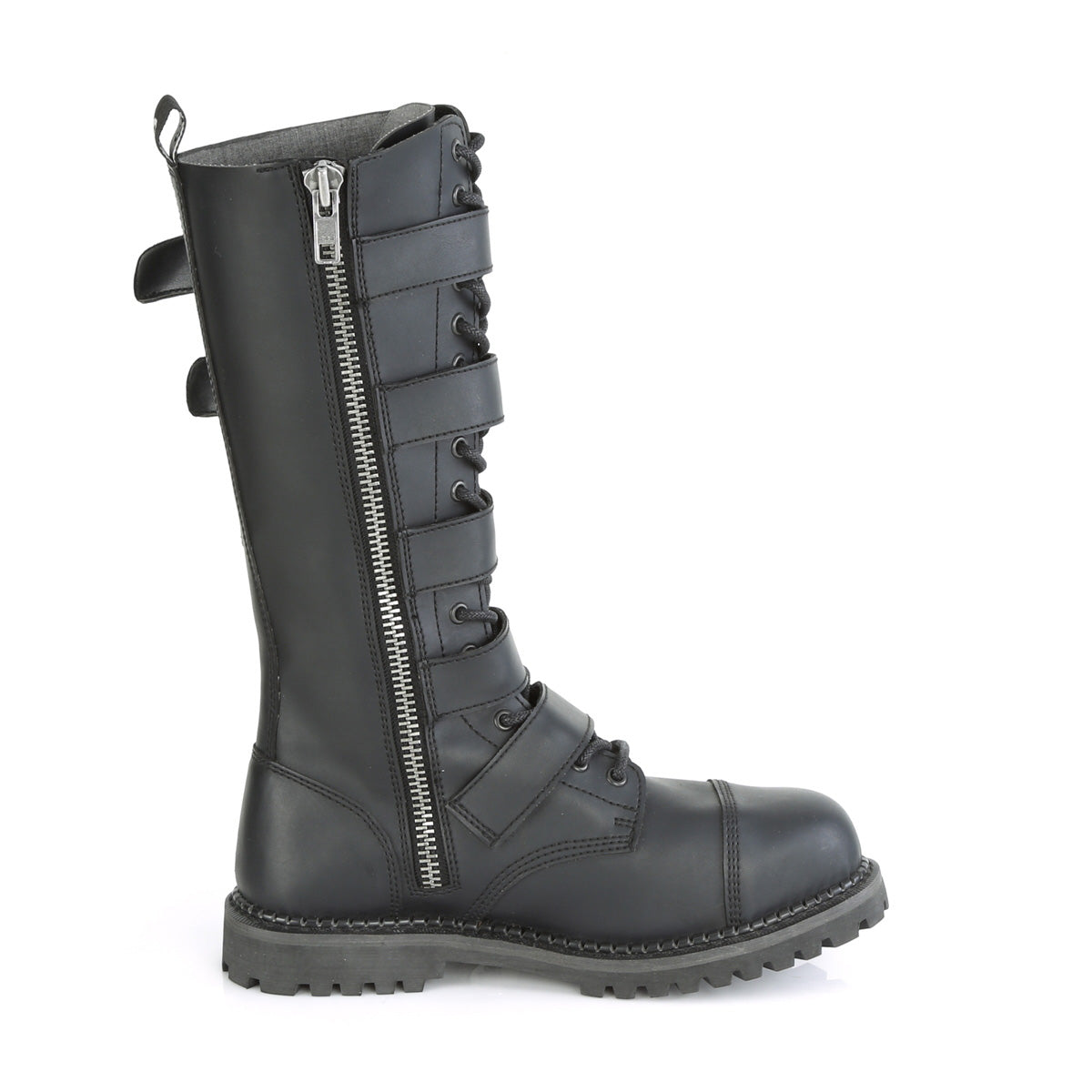 18 Eyelet Unisex Steel Toe Knee Boot, Rubber Sole (Demonia RIOT18BK/BLE)