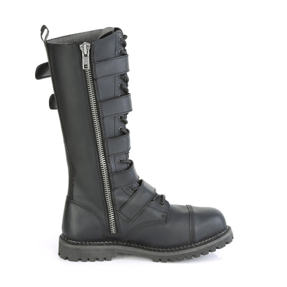 18 Eyelet Unisex Steel Toe Knee Boot, Rubber Sole (Demonia RIOT18BK/BLE)