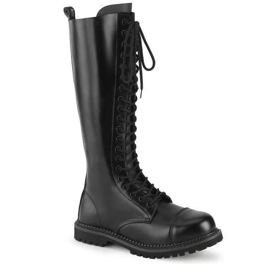 20 Eyelet Unisex Steel Toe Knee Boot, Rubber Sole (Demonia RIOT20/BLE)