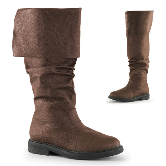 1" Flat Heel, Cuffed Knee High Renaissance Boot, Side Zip (Funtasma ROB100/BNPU)