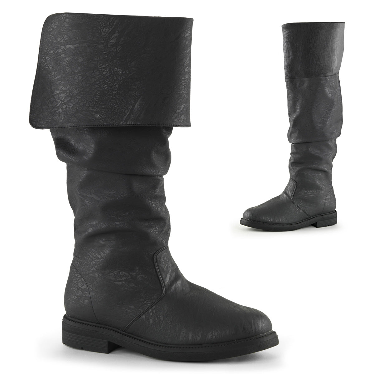 1" Flat Heel, Cuffed Knee High Renaissance Boot, Side Zip (Funtasma ROB100/BNPU)