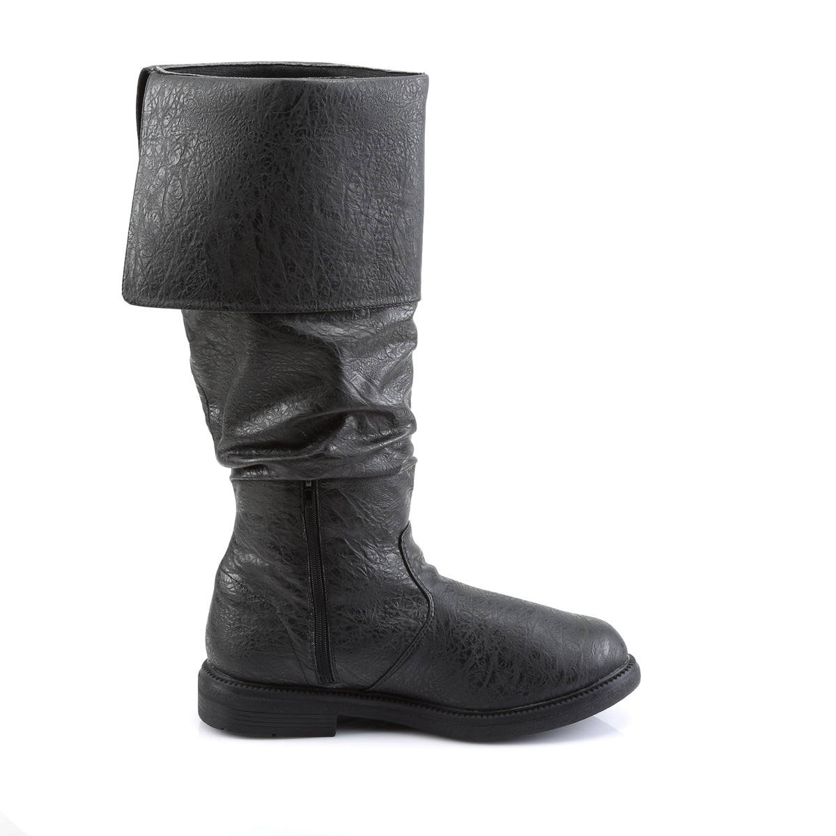 1" Flat Heel, Cuffed Knee High Renaissance Boot, Side Zip (Funtasma ROB100/BNPU)