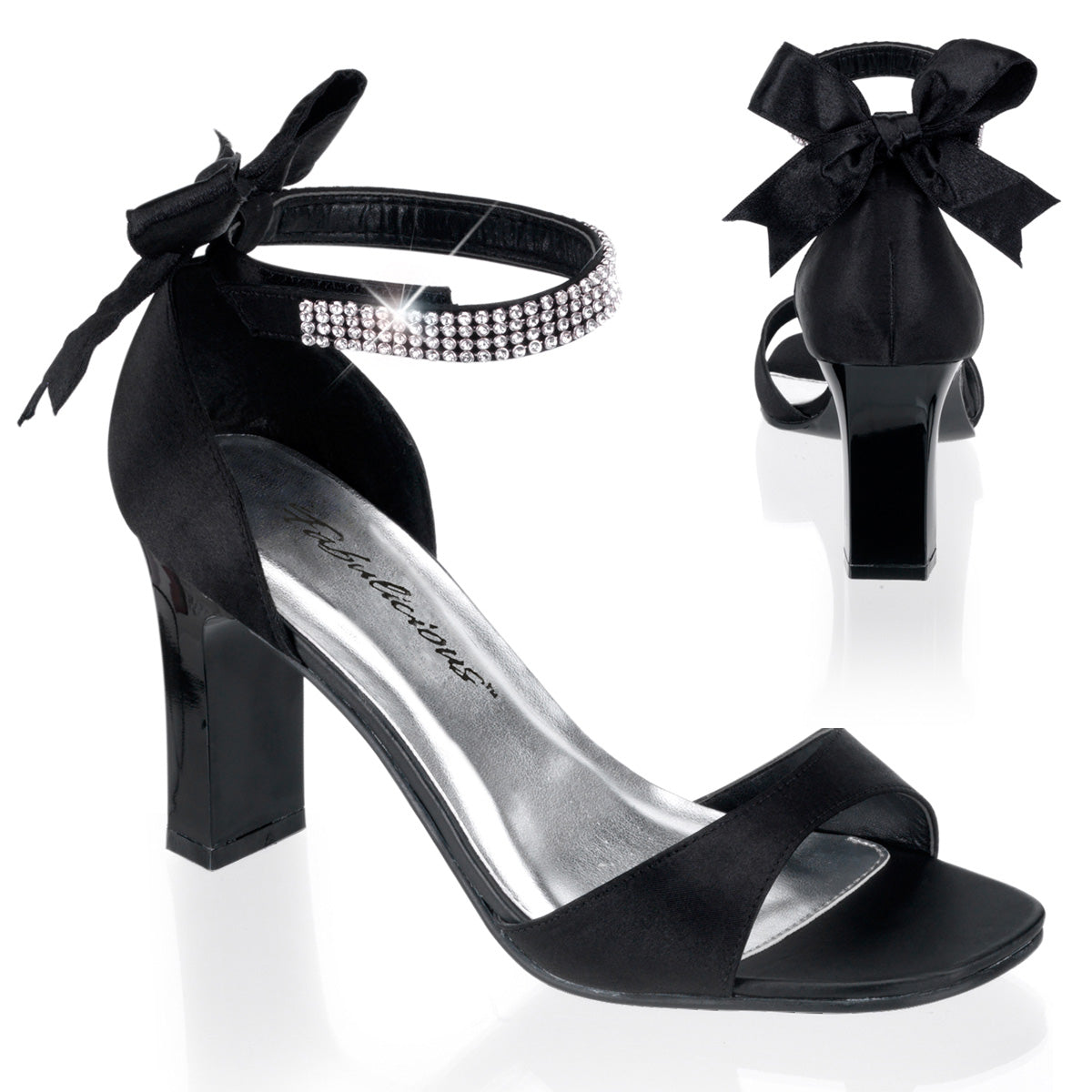 *3 1/4" Square Heel Closed Back Sandal W/Bow (Pleaser Pink Label ROM372/B/SAT)