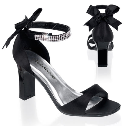 *3 1/4" Square Heel Closed Back Sandal W/Bow (Pleaser Pink Label ROM372/B/SAT)