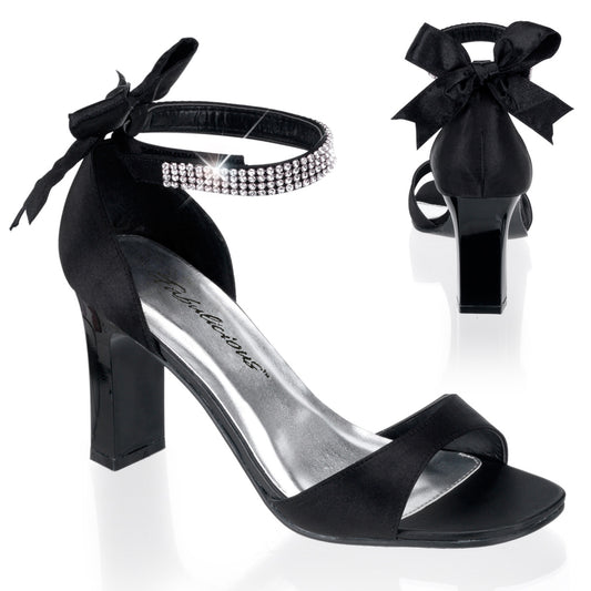 *3 1/4" Square Heel Closed Back Sandal W/Bow (Pleaser Pink Label ROM372/B/SAT)
