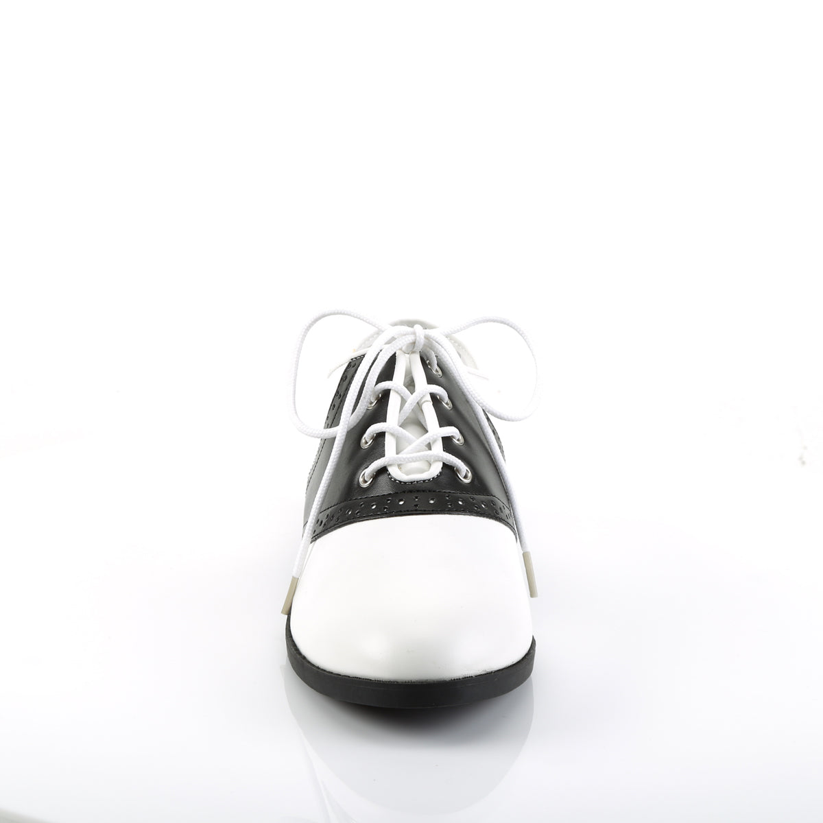 Front Lace Up Flat Costume Saddle Shoes (Funtasma SAD50/BW/PU)