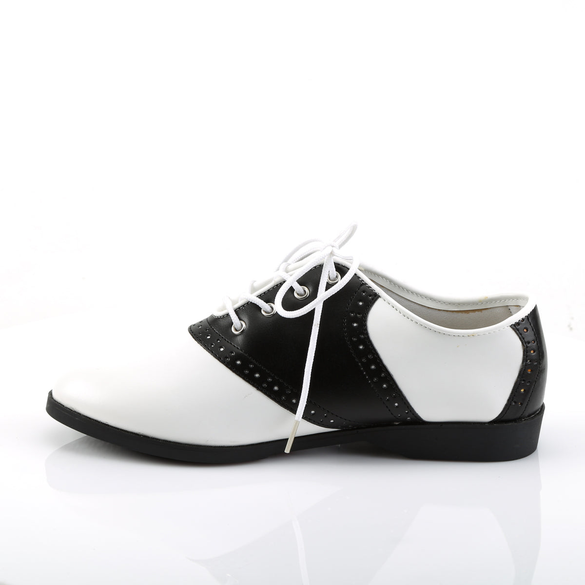 Front Lace Up Flat Costume Saddle Shoes (Funtasma SAD50/BW/PU)