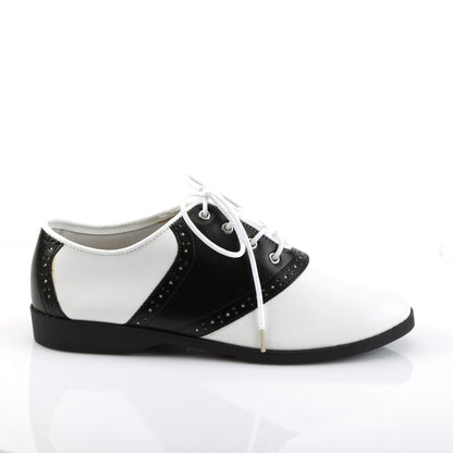 Front Lace Up Flat Costume Saddle Shoes (Funtasma SAD50/BW/PU)
