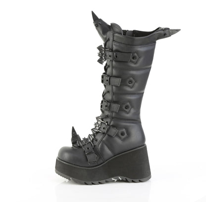 3 1/2" PF Lace-Up Knee High Boot, Side Zip (Demonia SCE157/BVL)