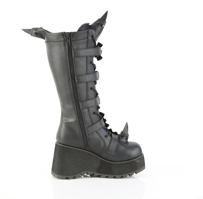 3 1/2" PF Lace-Up Knee High Boot, Side Zip (Demonia SCE157/BVL)