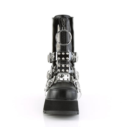 *3 1/2" PF Mid-Calf Boot w/ 3 Buckle Straps, Front Zip (Demonia SCE51/BPT-BVL)