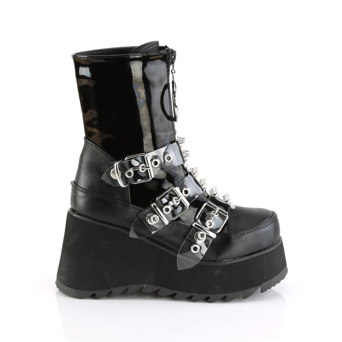 *3 1/2" PF Mid-Calf Boot w/ 3 Buckle Straps, Front Zip (Demonia SCE51/BPT-BVL)