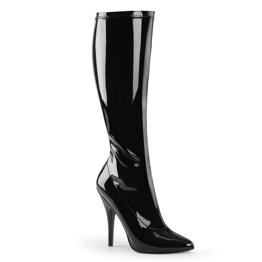 5" Plain Stretch Knee Boot, Side Zip (Pleaser SED2000/B)