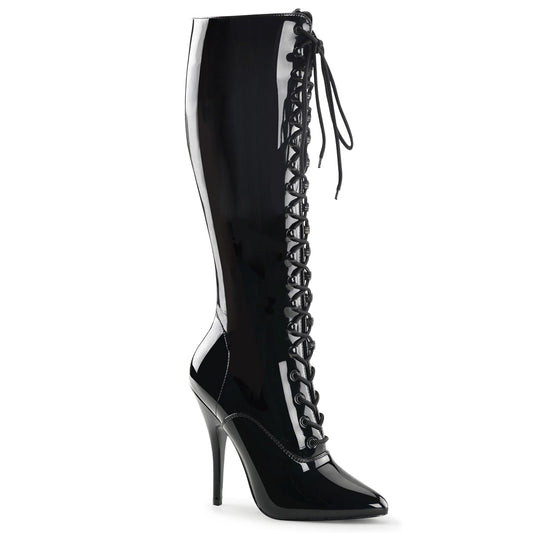 5" Lace Up Knee Boot, Side Zip (Pleaser SED2020/B)