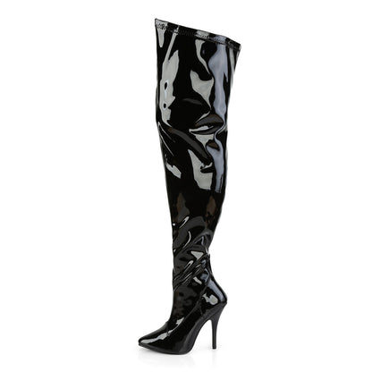 5" Heel Stretch Wide Calf Thigh Boot, Side Zip (Pleaser Pink Label SED3000WC/B)