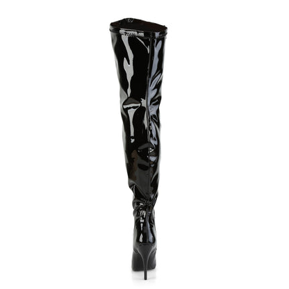 5" Heel Stretch Wide Calf Thigh Boot, Side Zip (Pleaser Pink Label SED3000WC/B)