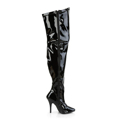5" Heel Stretch Wide Calf Thigh Boot, Side Zip (Pleaser Pink Label SED3000WC/B)