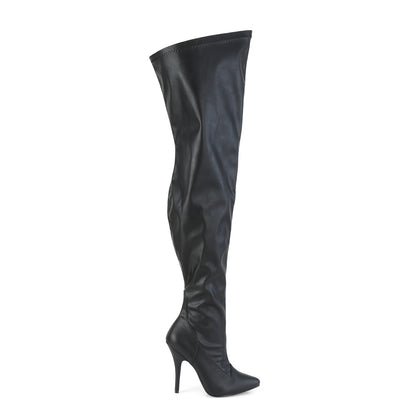5" Heel Stretch Wide Calf Thigh Boot, Side Zip (Pleaser Pink Label SED3000WC/B)