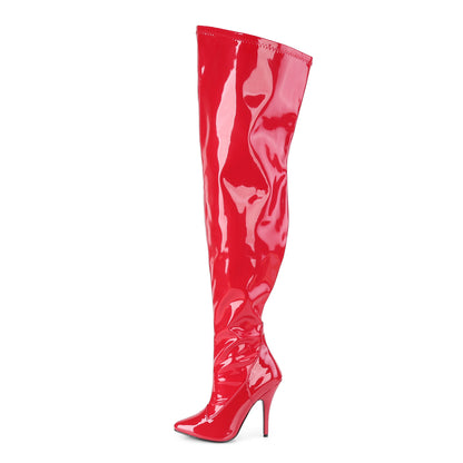 5" Heel Stretch Wide Calf Thigh Boot, Side Zip (Pleaser Pink Label SED3000WC/B)