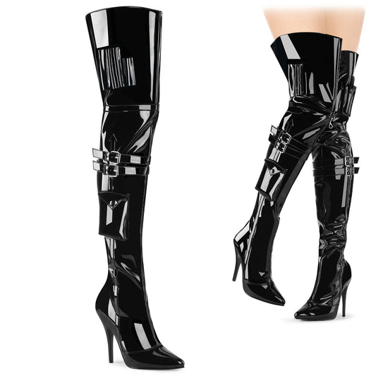*5 Heel Thigh High Boot w/ Buckle Strap (Pleaser SED3019/B)