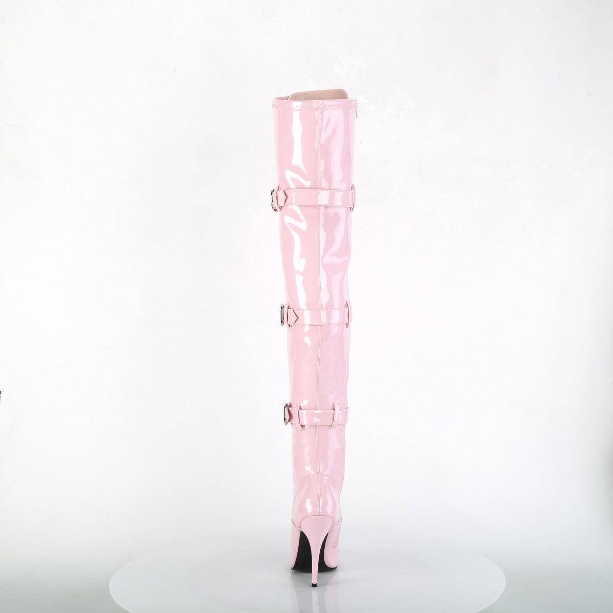 5" Heel Lace-Up Buckle Strap Stretch Thigh Boot, Side Zip (Pleaser SED3028/B)
