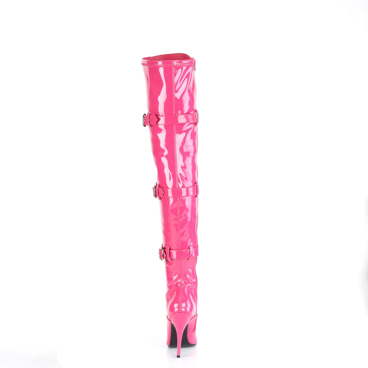 5" Heel Lace-Up Buckle Strap Stretch Thigh Boot, Side Zip (Pleaser SED3028/B)