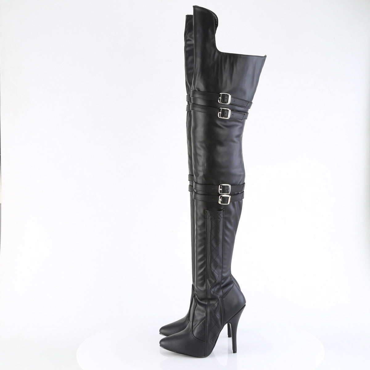 5" Heel Thigh High Boot w/ Buckle Strap (Pleaser SED3080/B)