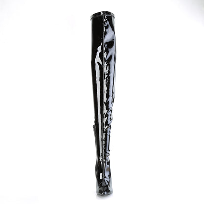 5" Heel Lace Back Stretch Crotch Boot, Side Zip (Pleaser SED4000SLT/B)