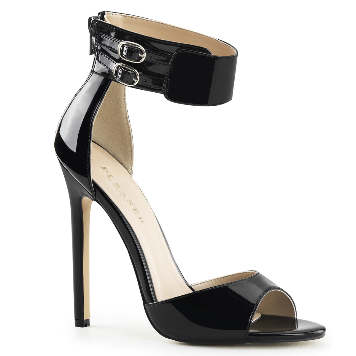 *5" Heel Closed Back Ankle Strap Sandal, Back Zip (Pleaser SEXY19/B)