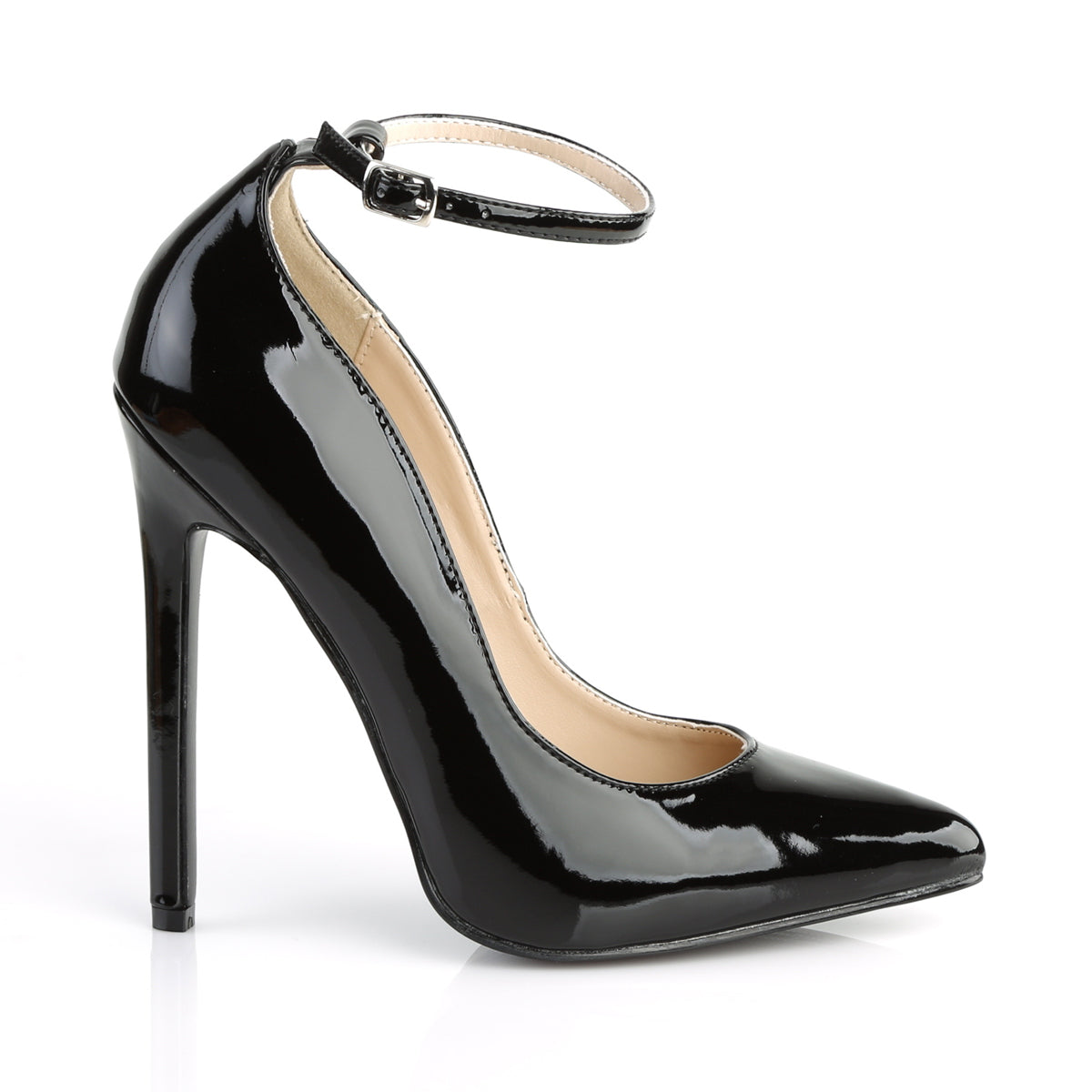 5" Heel Ankle Strap Pointed Toe Pump (Pleaser SEXY23/B)