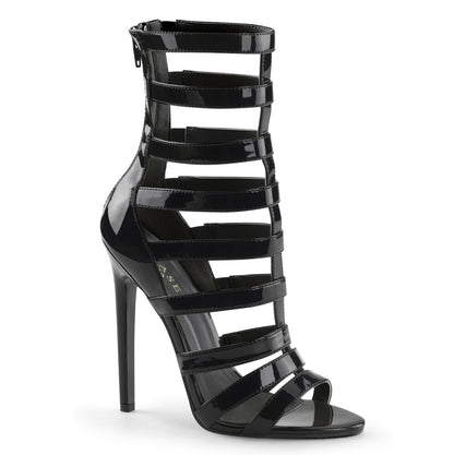 5" Heel Closed Back Strappy Cage Sandal, Back Zip (Pleaser SEXY52/B)