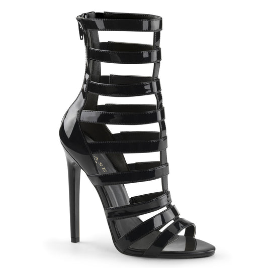 5" Heel Closed Back Strappy Cage Sandal, Back Zip (Pleaser SEXY52/B)