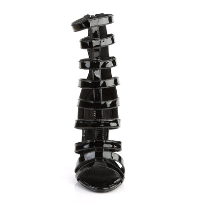 5" Heel Closed Back Strappy Cage Sandal, Back Zip (Pleaser SEXY52/B)